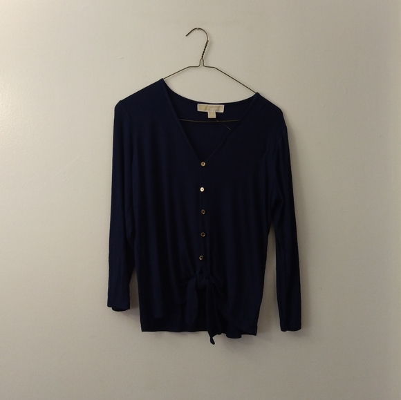 NWT Navy Blue MK Michael Kors Long Sleeve Top Medium - Picture 2 of 14